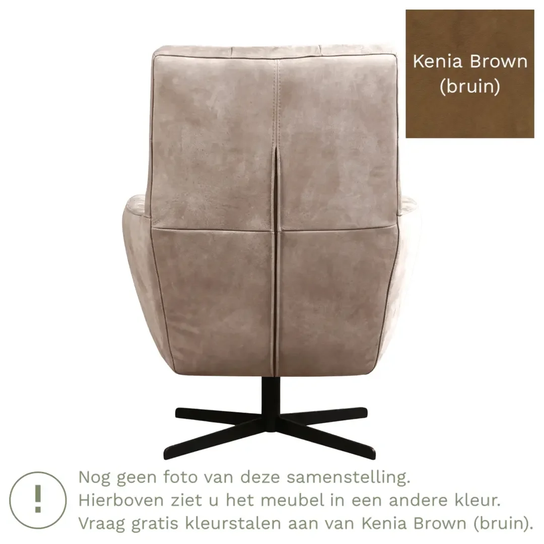 afbeelding van Leren draaifauteuil Central - Kenia Brown (bruin)