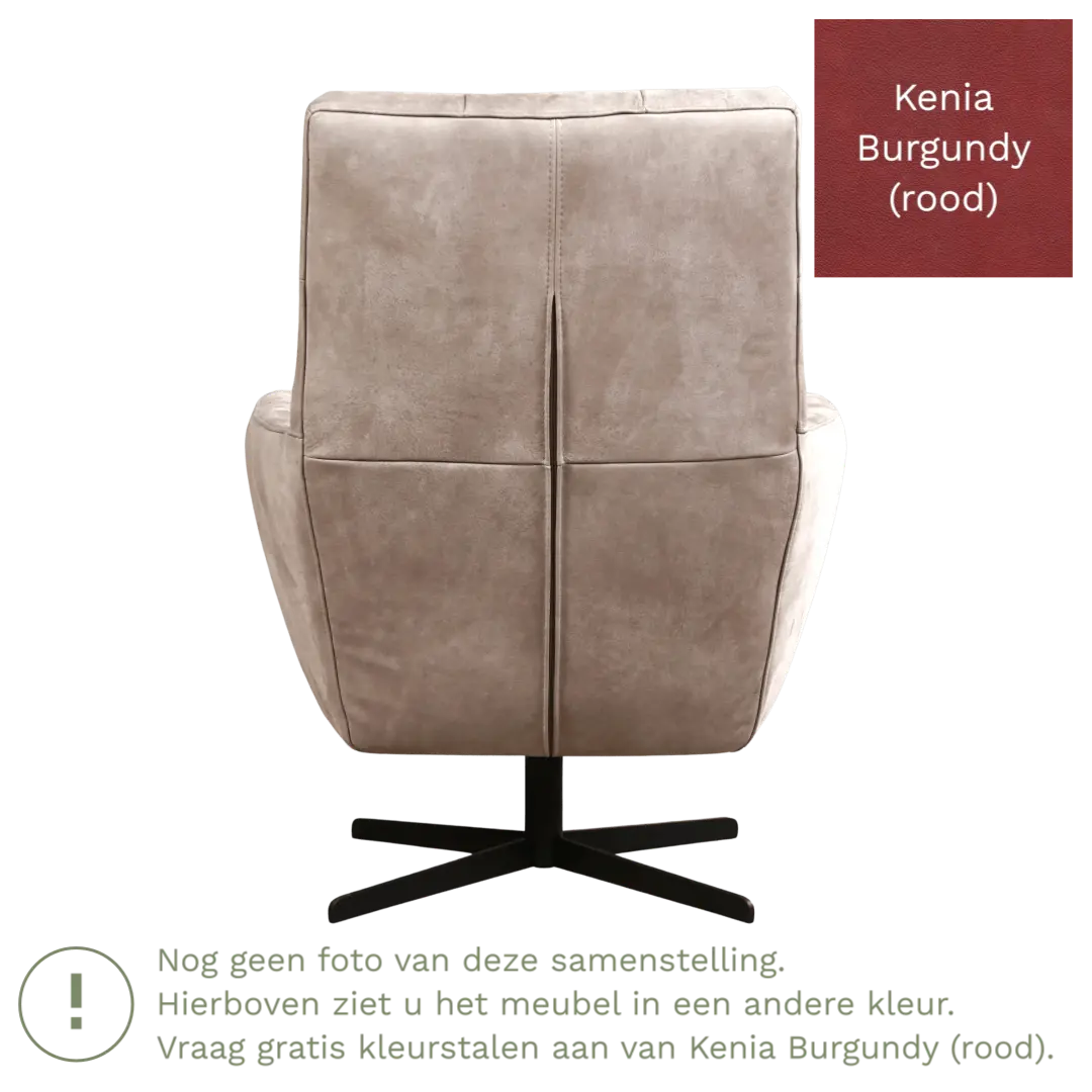 afbeelding van Leren draaifauteuil Central - Kenia Burgundy (rood)