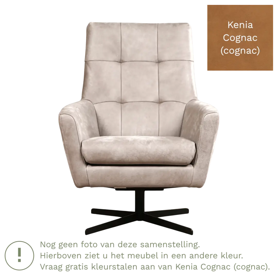 afbeelding van Leren draaifauteuil Central - Kenia Cognac (cognac)
