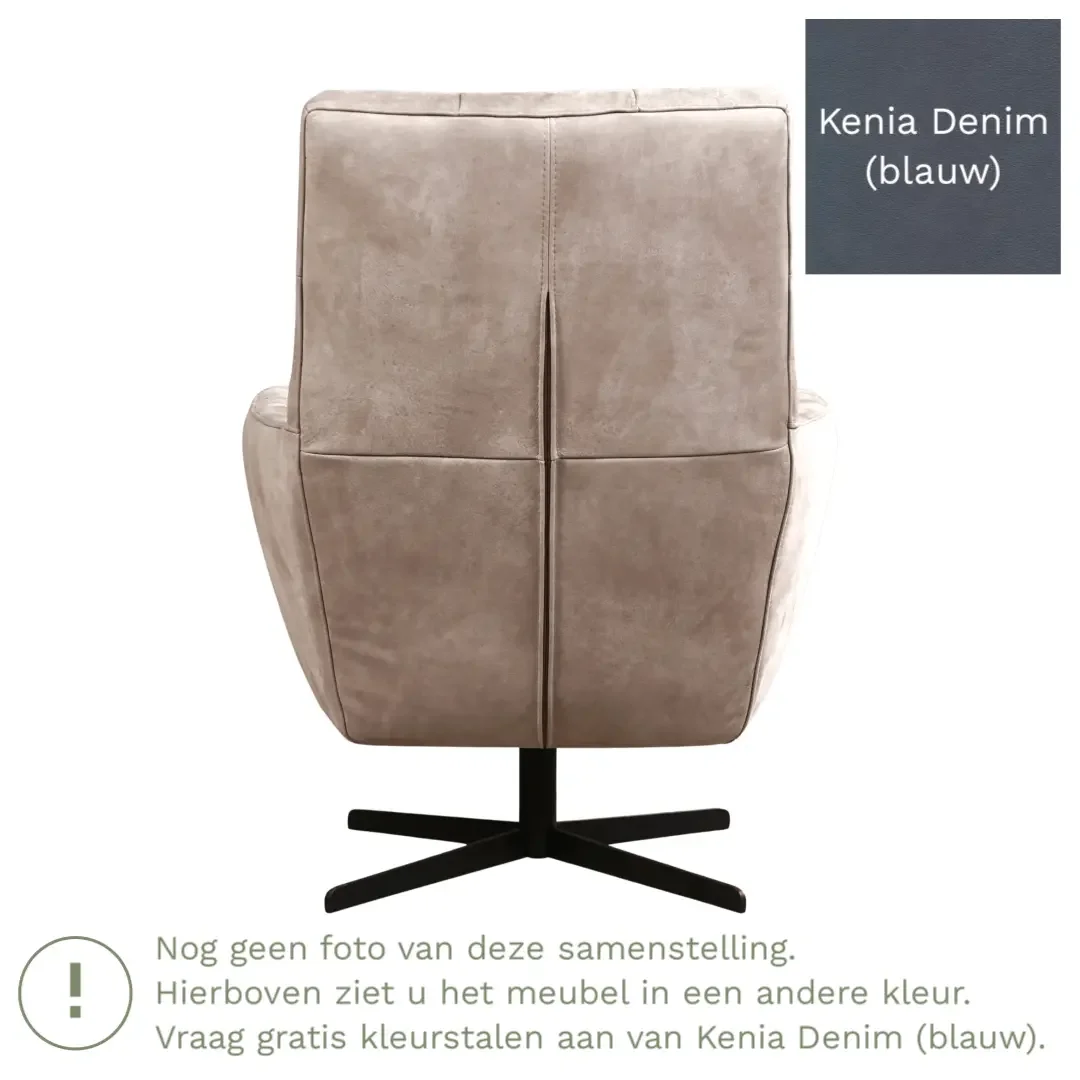 afbeelding van Leren draaifauteuil Central - Kenia Denim (blauw)