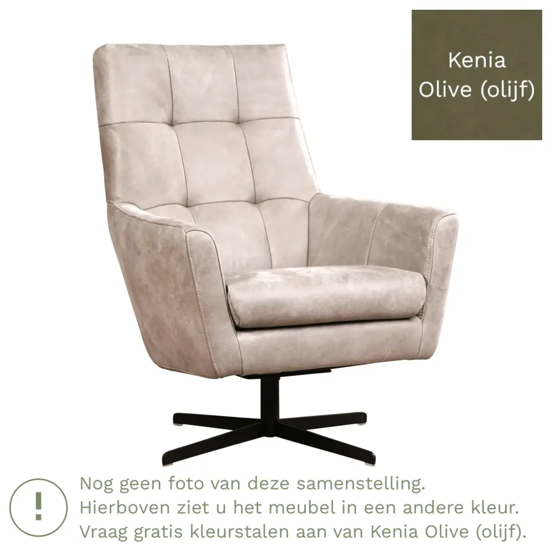 afbeelding van Leren draaifauteuil Central - Kenia Olive (olijf)