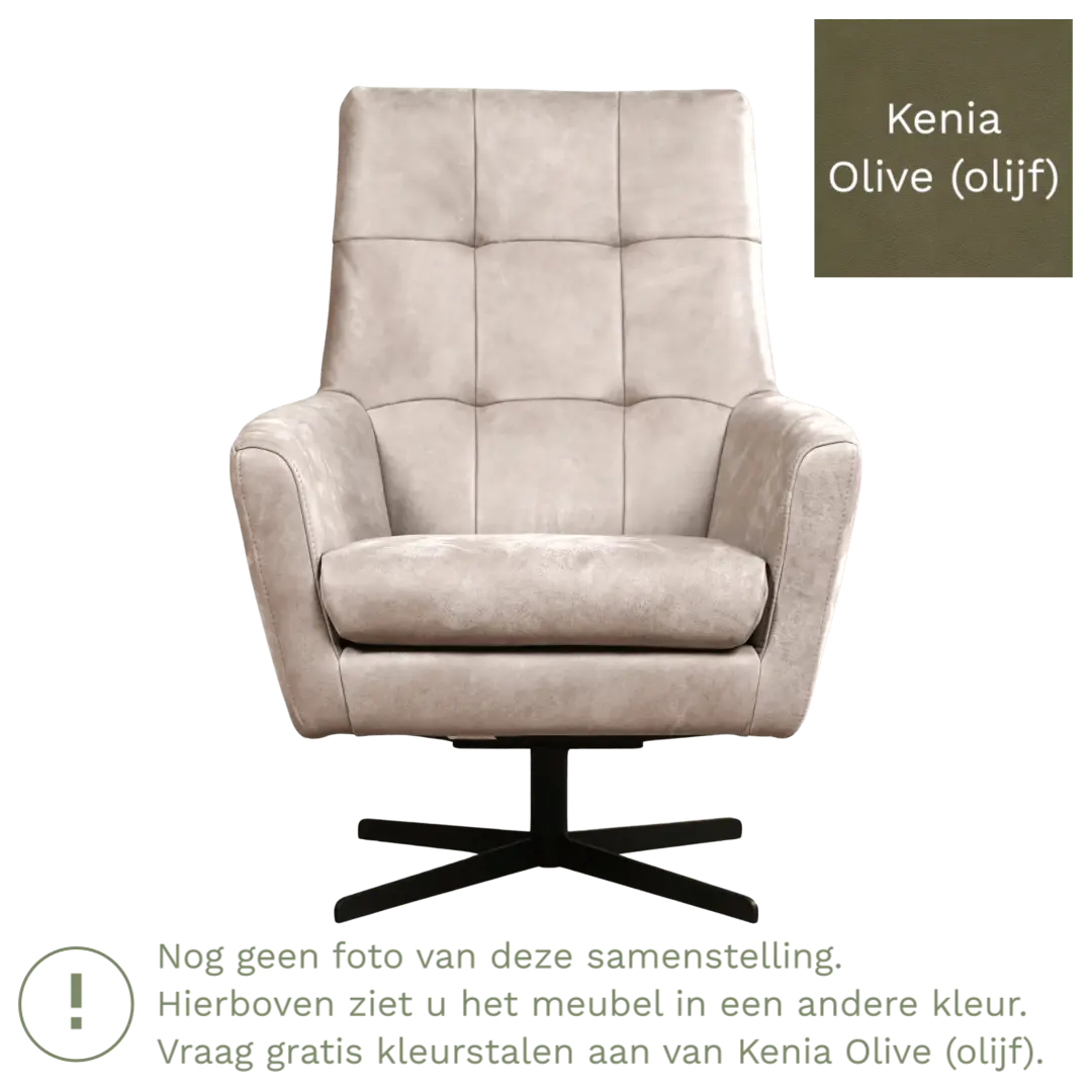 afbeelding van Leren draaifauteuil Central - Kenia Olive (olijf)