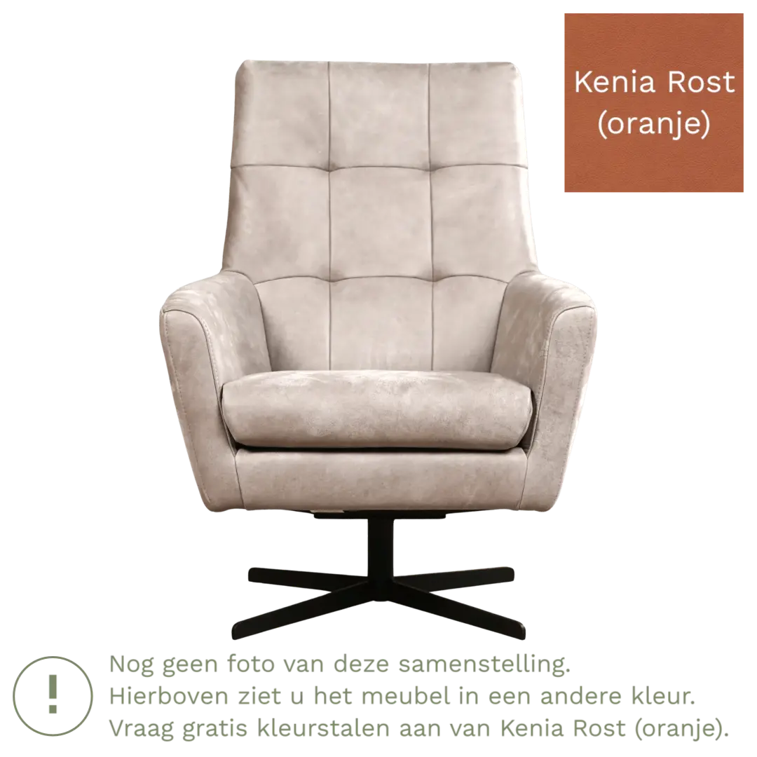 afbeelding van Leren draaifauteuil Central - Kenia Rost (oranje)