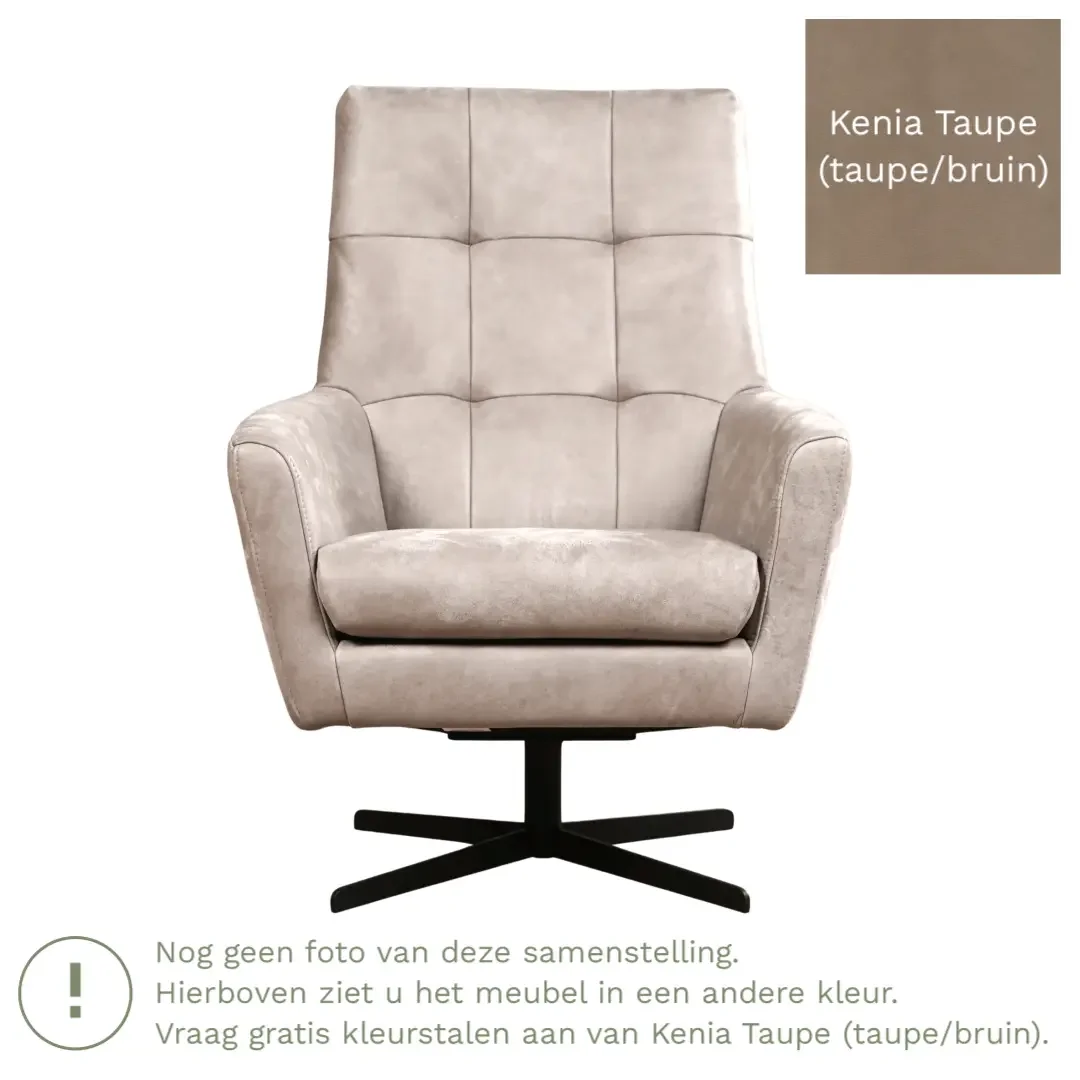 afbeelding van Leren draaifauteuil Central - Kenia Taupe (taupe/bruin)
