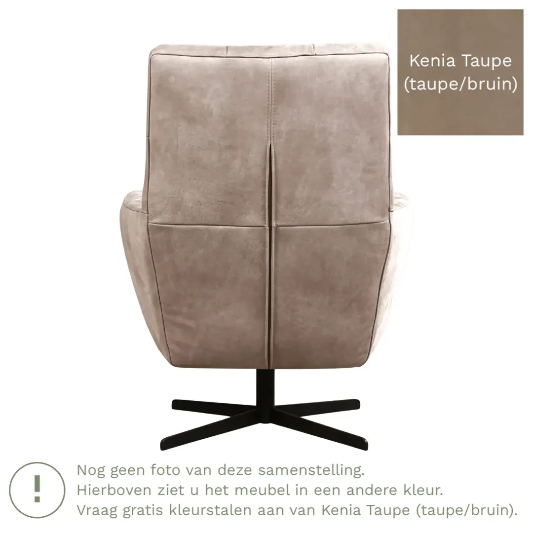 afbeelding van Leren draaifauteuil Central - Kenia Taupe (taupe/bruin)