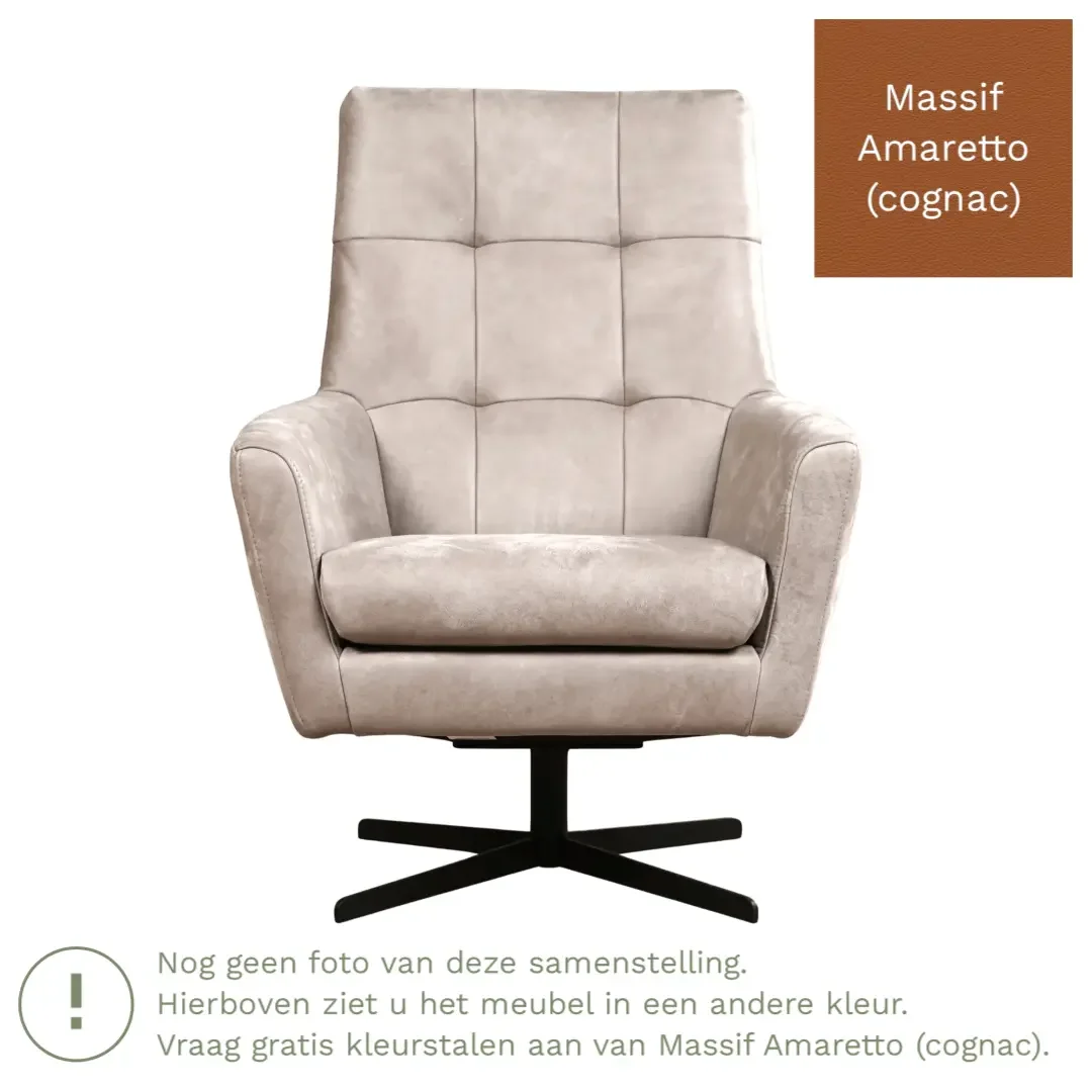 afbeelding van Leren draaifauteuil Central - Massif Amaretto (cognac)