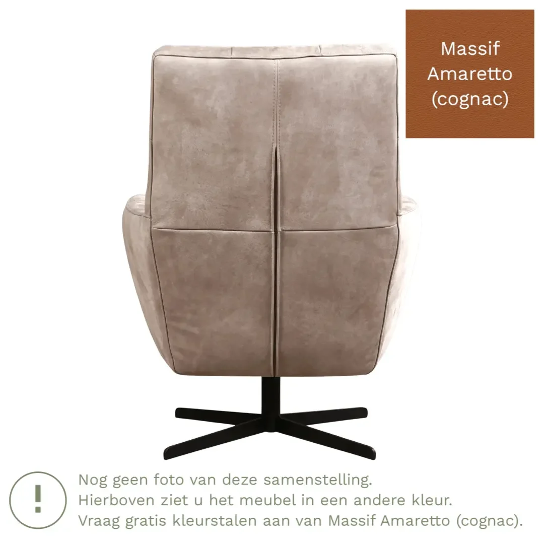 afbeelding van Leren draaifauteuil Central - Massif Amaretto (cognac)