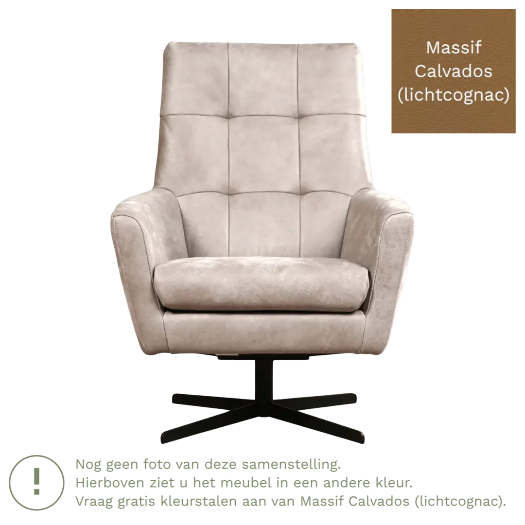 afbeelding van Leren draaifauteuil Central - Massif Calvados (lichtcognac)