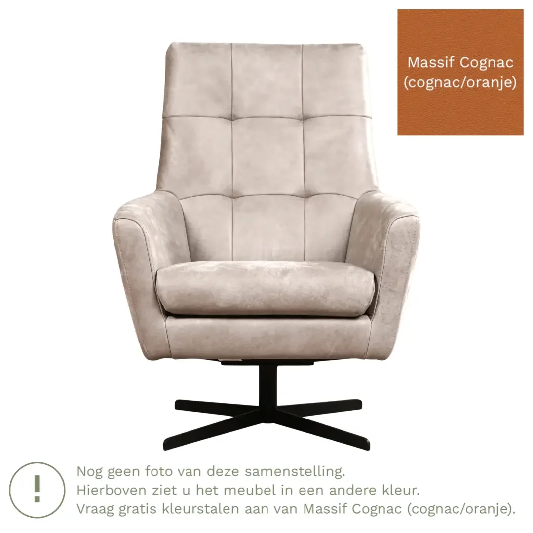 afbeelding van Leren draaifauteuil Central - Massif Cognac (cognac/oranje)