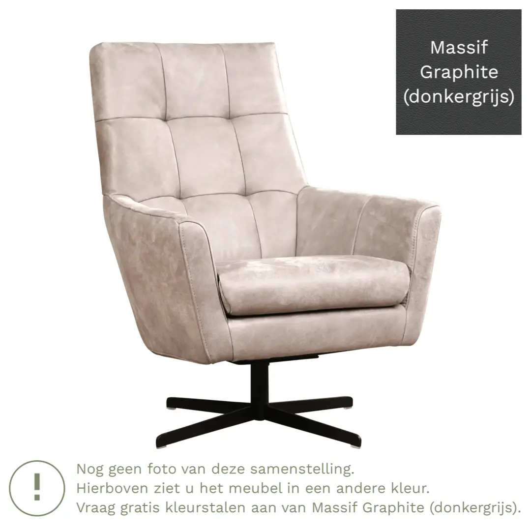 afbeelding van Leren draaifauteuil Central - Massif Graphite (donkergrijs)