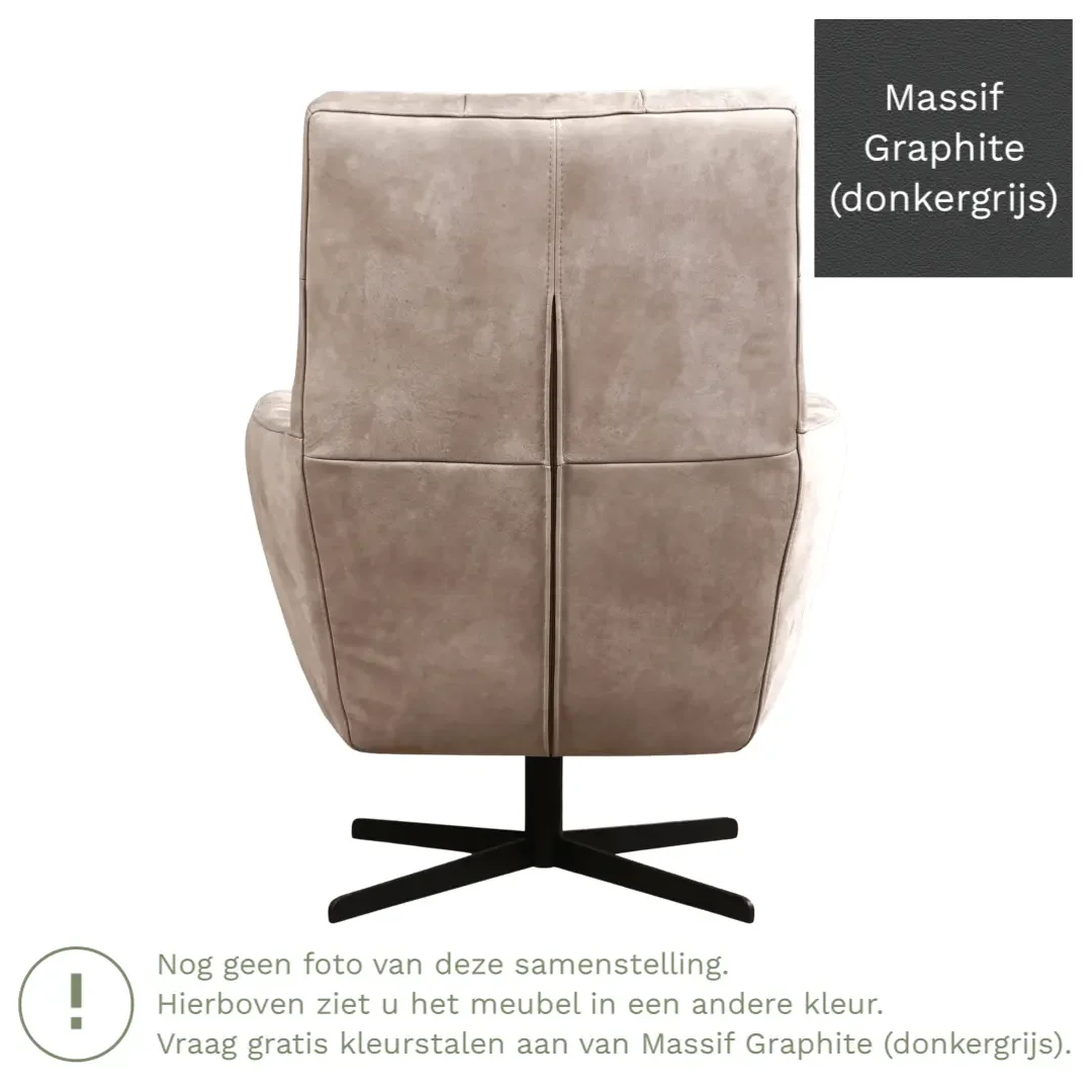 afbeelding van Leren draaifauteuil Central - Massif Graphite (donkergrijs)