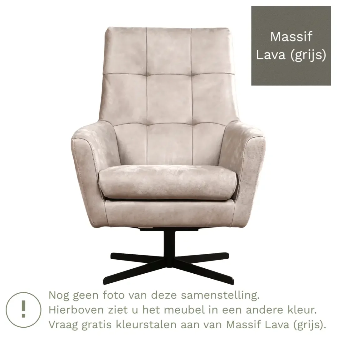 afbeelding van Leren draaifauteuil Central - Massif Lava (grijs)