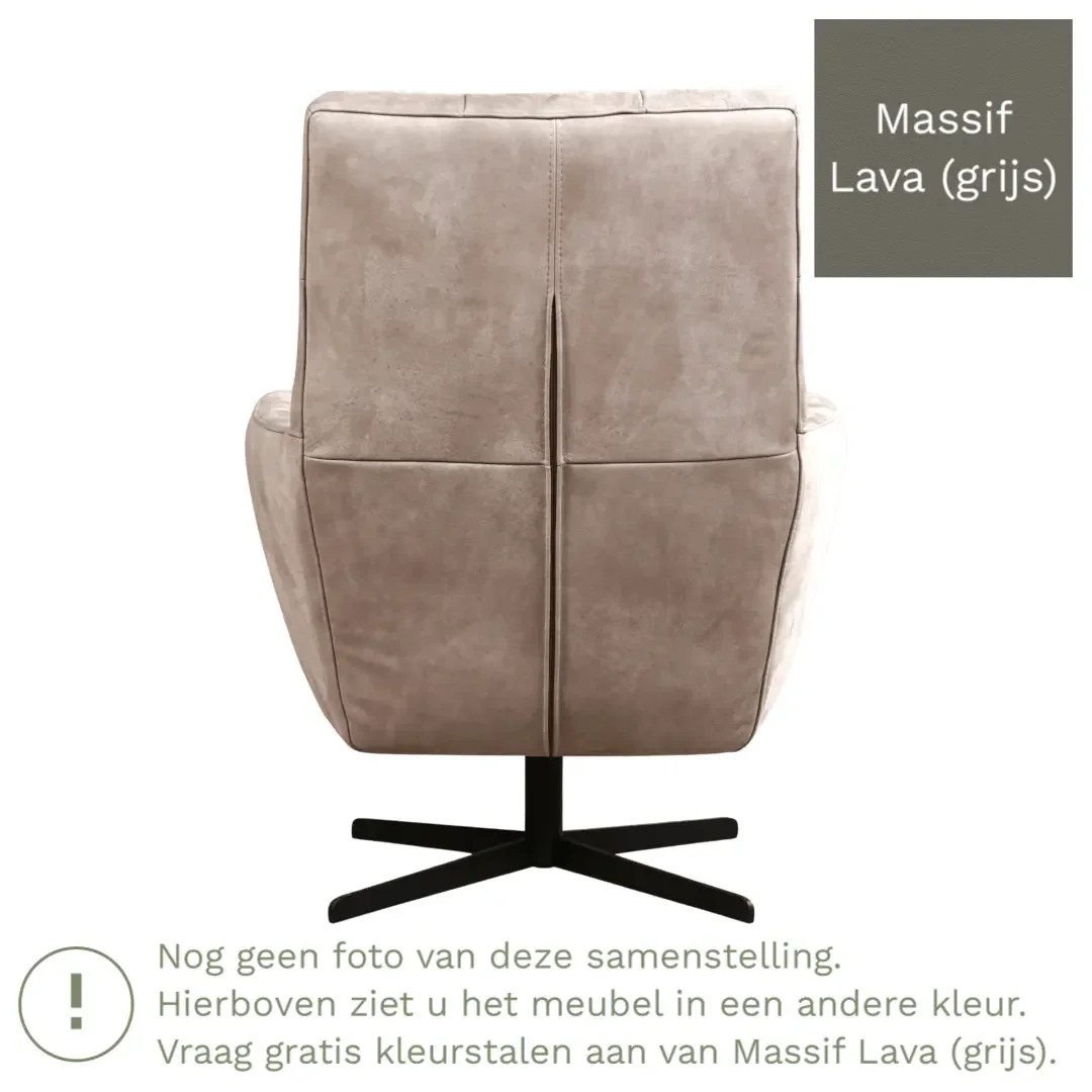 afbeelding van Leren draaifauteuil Central - Massif Lava (grijs)