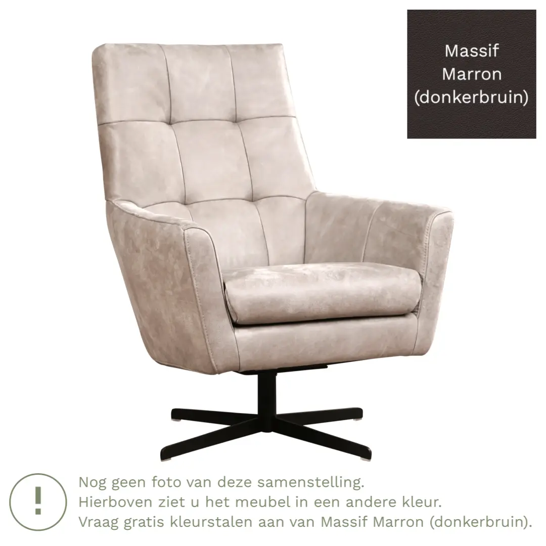 afbeelding van Leren draaifauteuil Central - Massif Marron (donkerbruin)