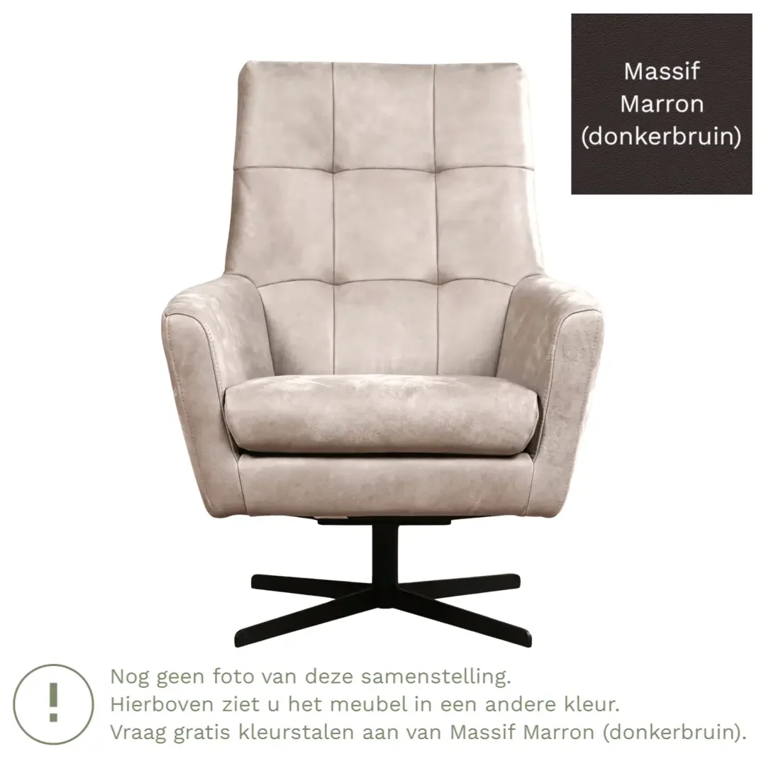 afbeelding van Leren draaifauteuil Central - Massif Marron (donkerbruin)