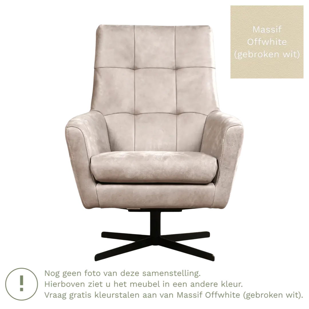 afbeelding van Leren draaifauteuil Central - Massif Offwhite (gebroken wit)