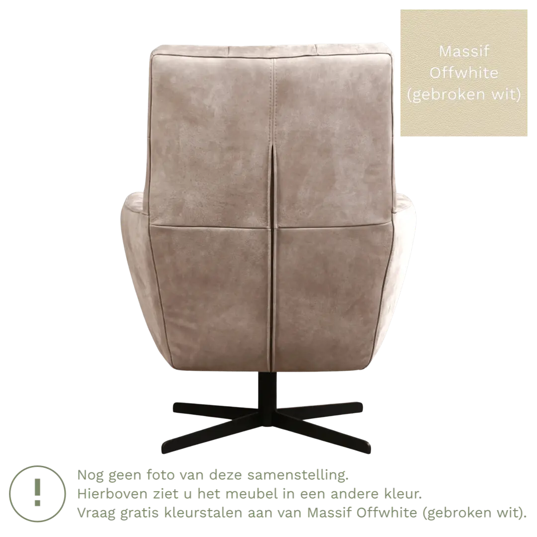 afbeelding van Leren draaifauteuil Central - Massif Offwhite (gebroken wit)