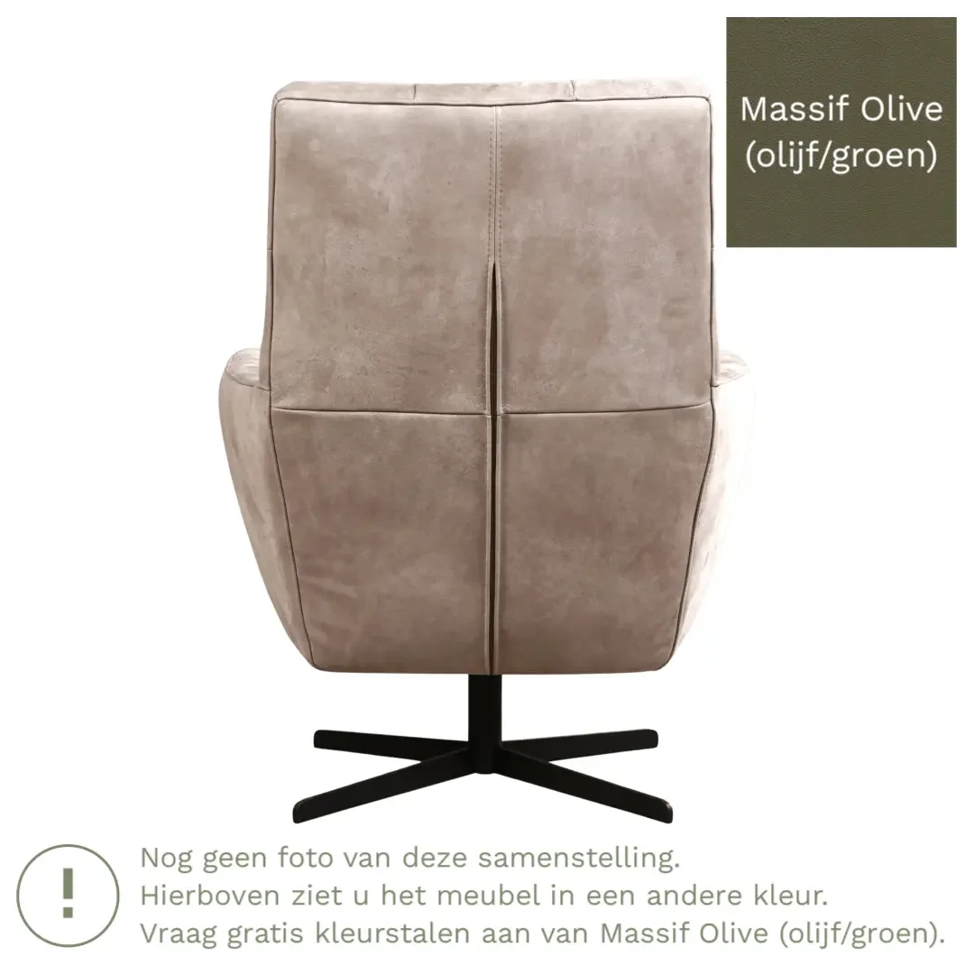 afbeelding van Leren draaifauteuil Central - Massif Olive (olijf/groen)