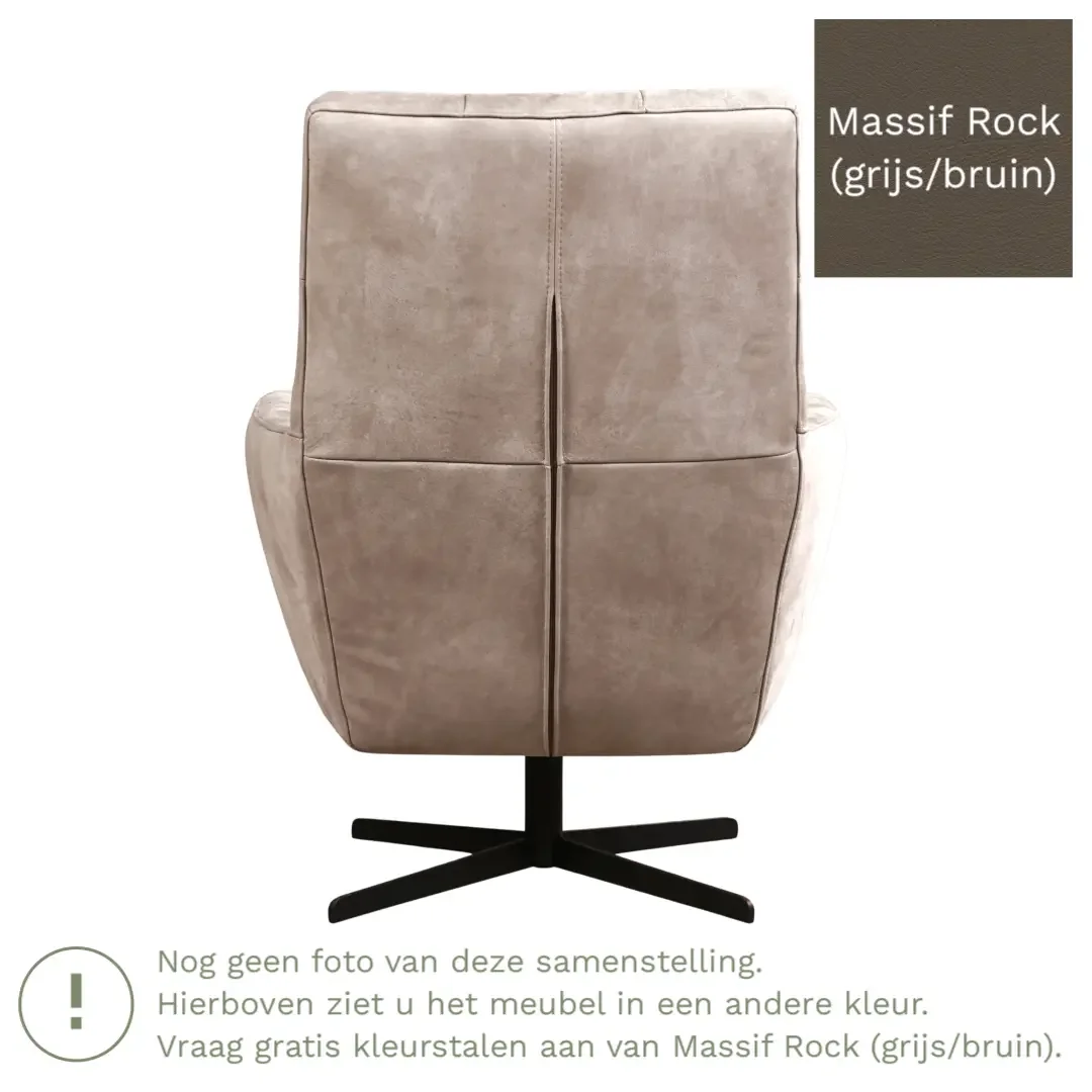afbeelding van Leren draaifauteuil Central - Massif Rock (grijs/bruin)