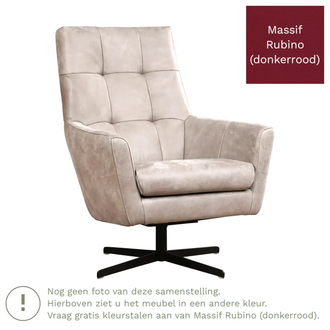 afbeelding van Leren draaifauteuil Central - Massif Rubino (donkerrood)
