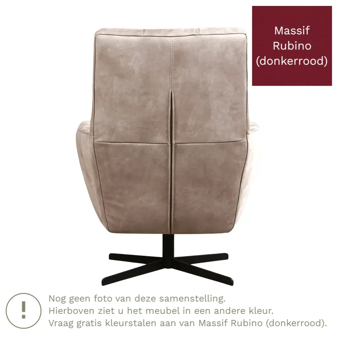 afbeelding van Leren draaifauteuil Central - Massif Rubino (donkerrood)