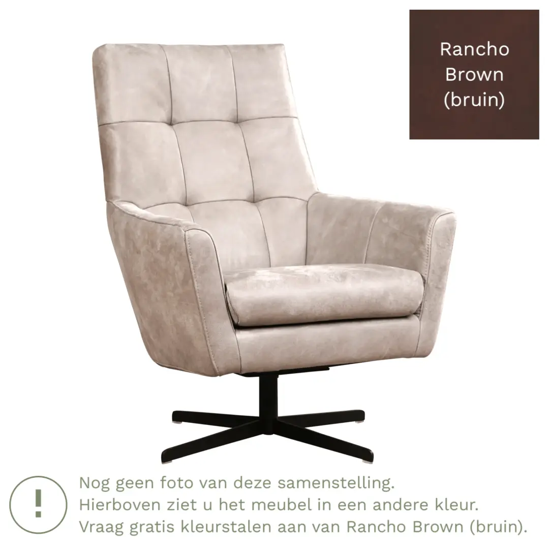 afbeelding van Leren draaifauteuil Central - Rancho Brown (bruin)