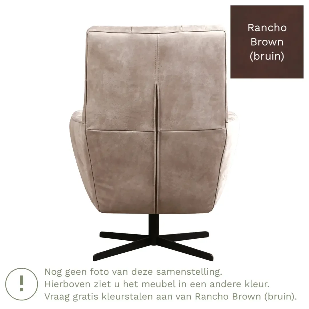 afbeelding van Leren draaifauteuil Central - Rancho Brown (bruin)