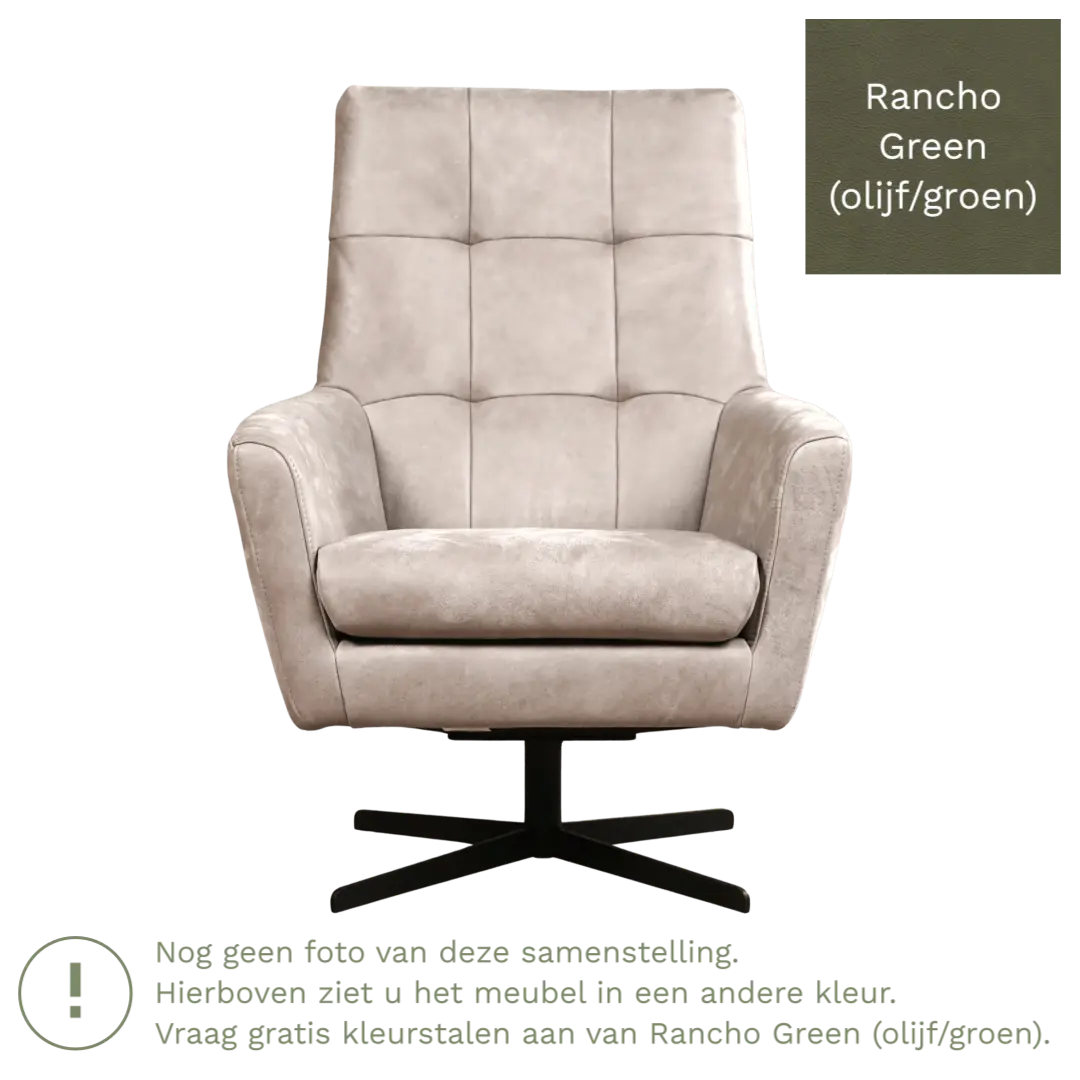 afbeelding van Leren draaifauteuil Central - Rancho Green (olijf/groen)
