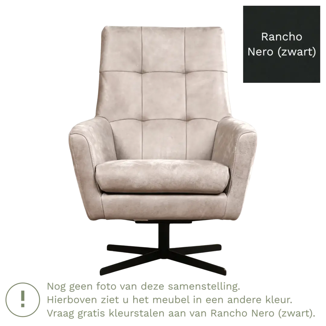 afbeelding van Leren draaifauteuil Central - Rancho Nero (zwart)