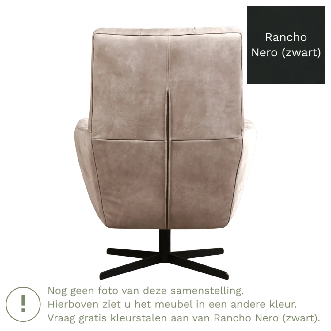 afbeelding van Leren draaifauteuil Central - Rancho Nero (zwart)