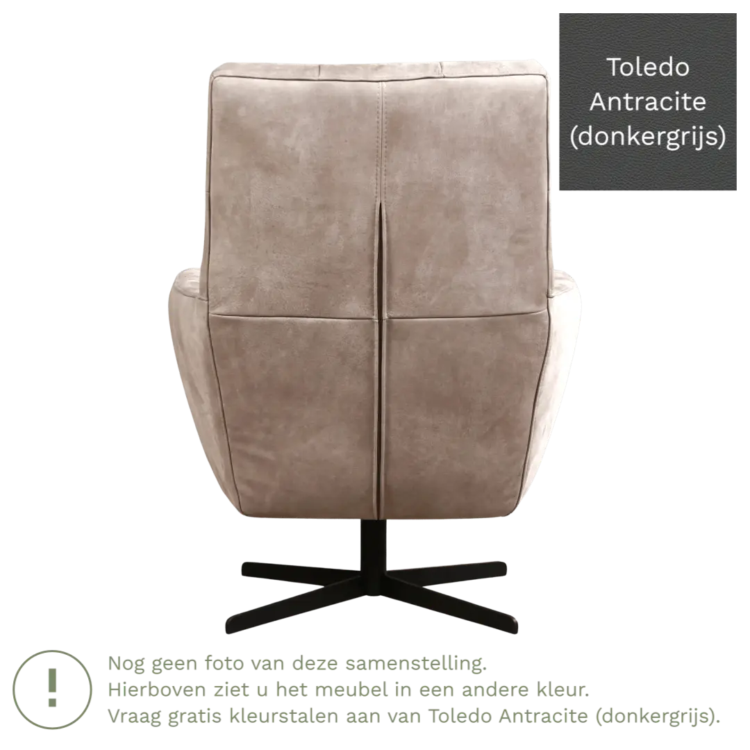 afbeelding van Leren draaifauteuil Central - Toledo Antracite (donkergrijs)
