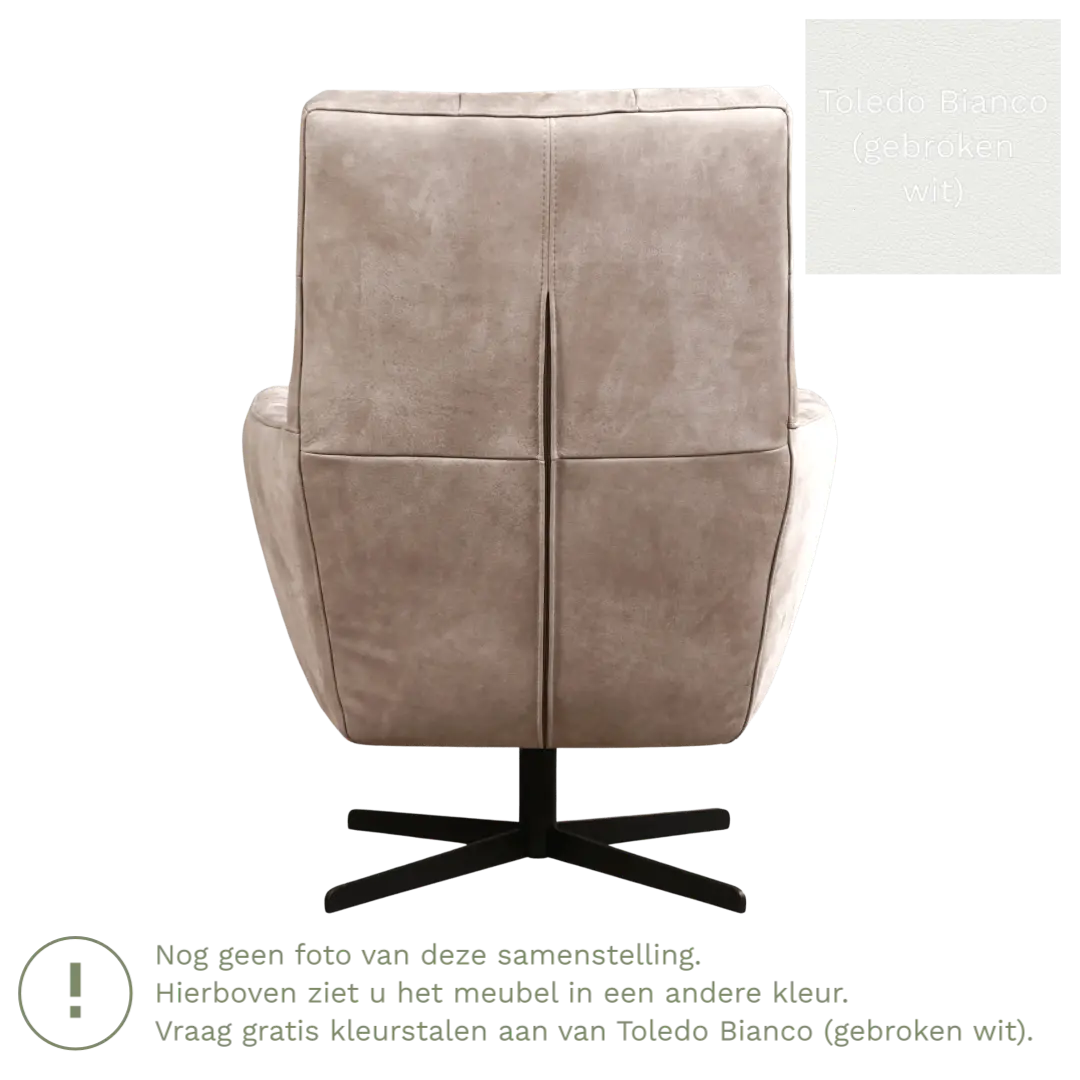 afbeelding van Leren draaifauteuil Central - Toledo Bianco (gebroken wit)