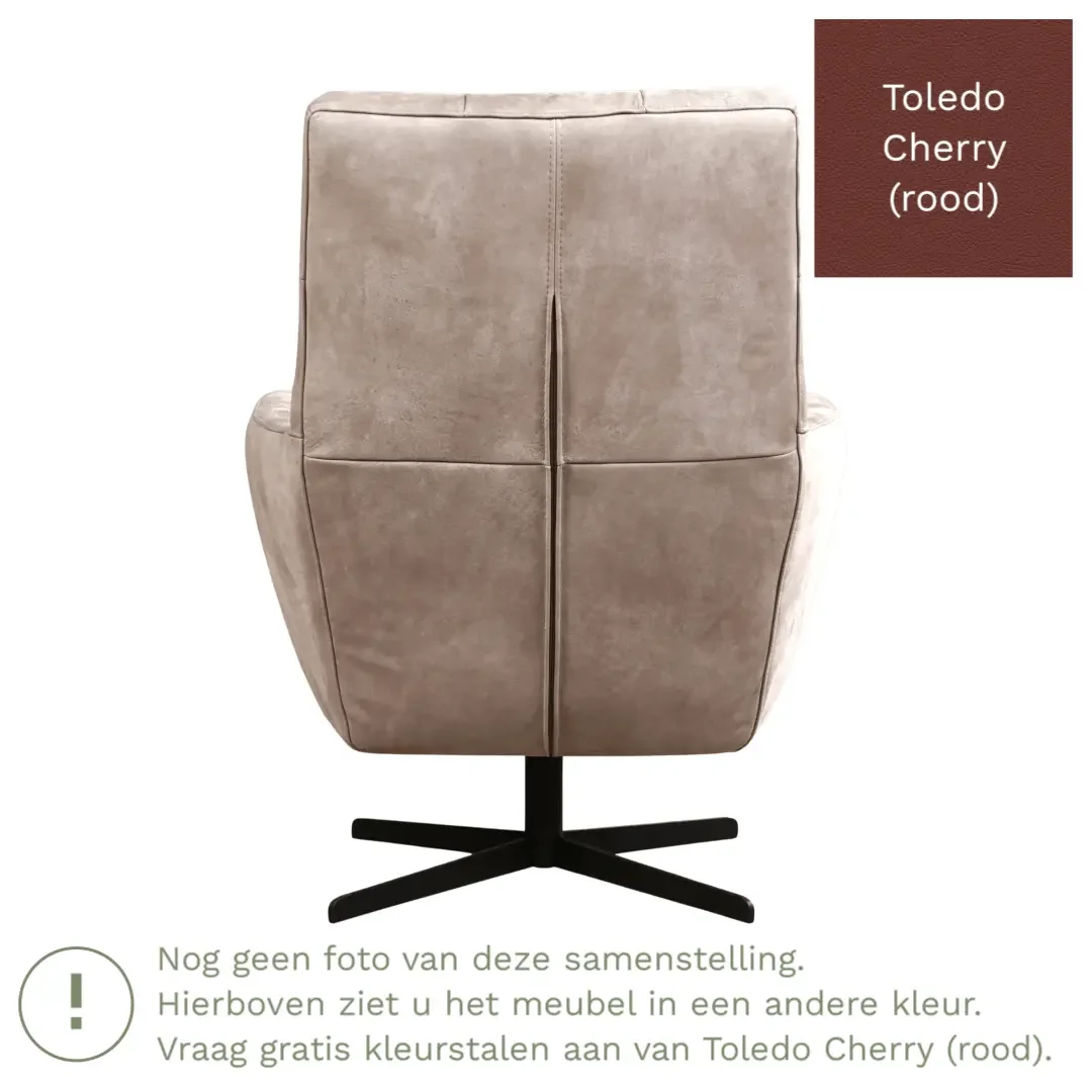 afbeelding van Leren draaifauteuil Central - Toledo Cherry (rood)