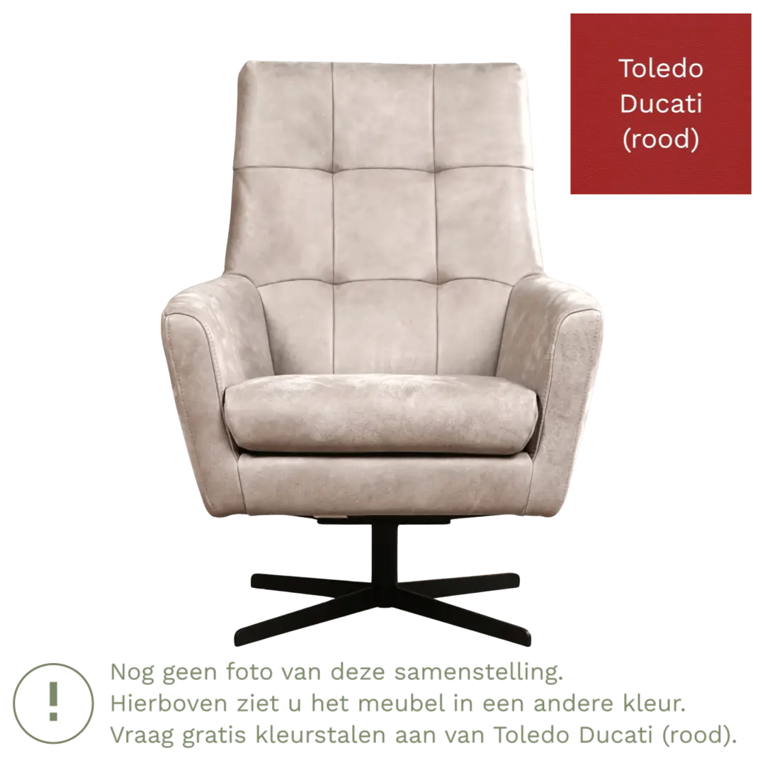 afbeelding van Leren draaifauteuil Central - Toledo Ducati (rood)