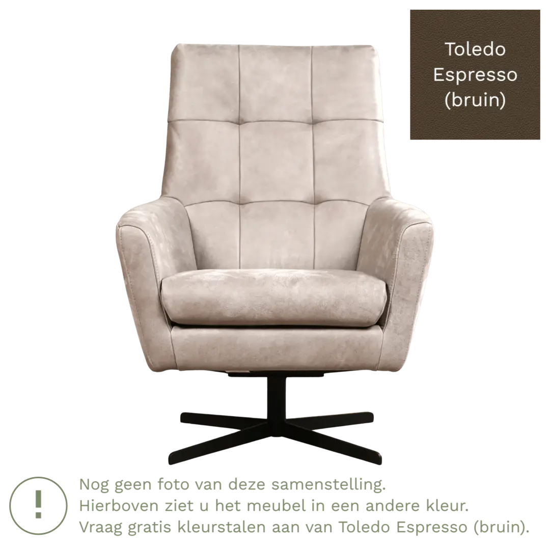 afbeelding van Leren draaifauteuil Central - Toledo Espresso (bruin)