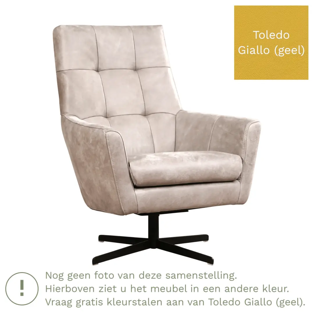 afbeelding van Leren draaifauteuil Central - Toledo Giallo (geel)