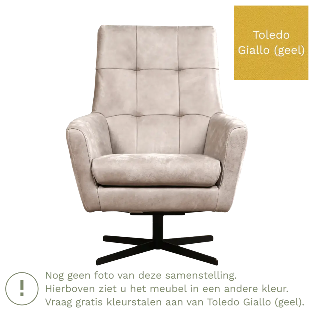 afbeelding van Leren draaifauteuil Central - Toledo Giallo (geel)