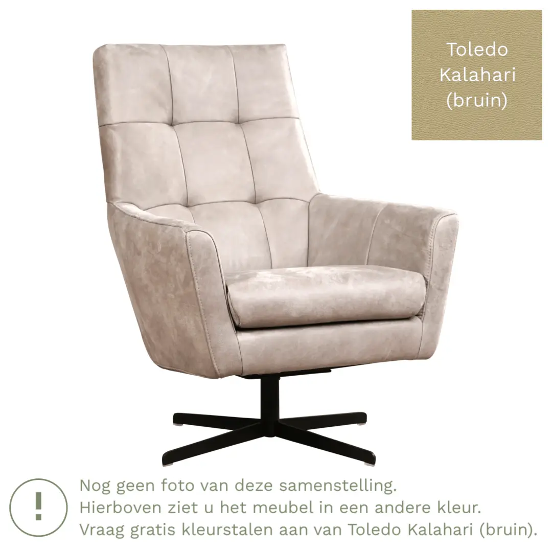 afbeelding van Leren draaifauteuil Central - Toledo Kalahari (bruin)