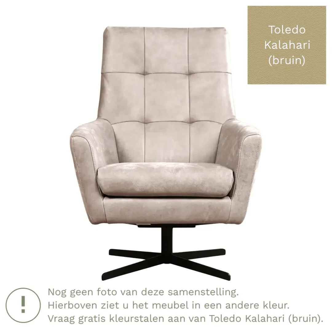 afbeelding van Leren draaifauteuil Central - Toledo Kalahari (bruin)