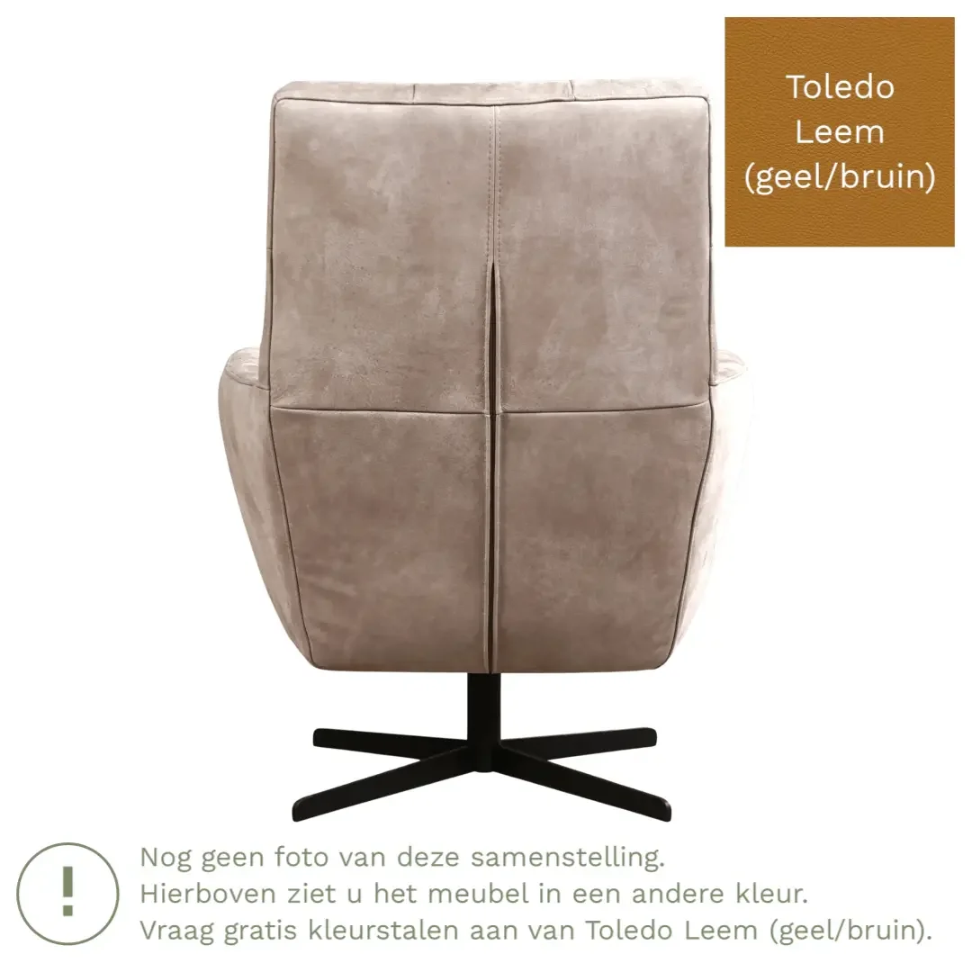 afbeelding van Leren draaifauteuil Central - Toledo Leem (geel/bruin)
