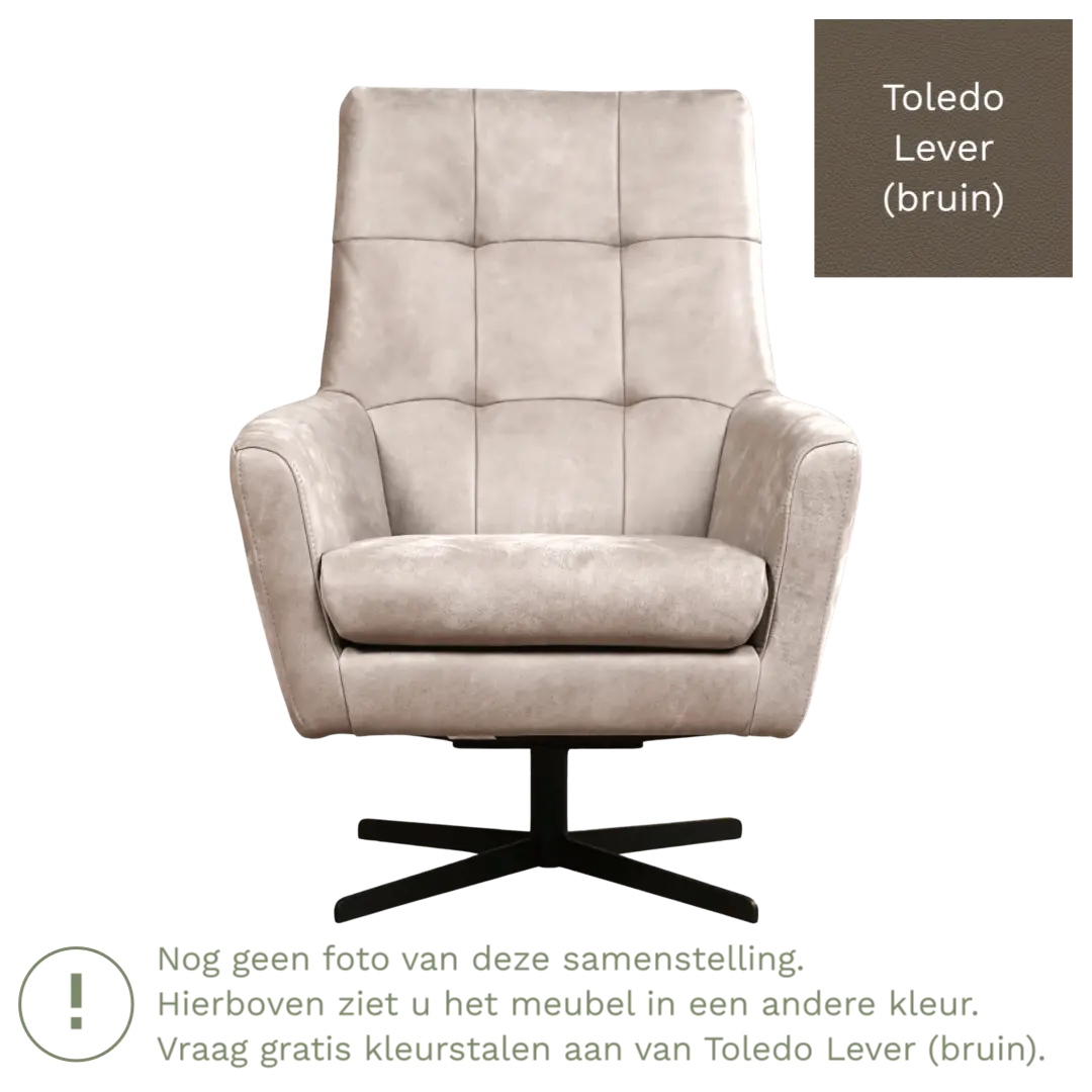 afbeelding van Leren draaifauteuil Central - Toledo Lever (bruin)