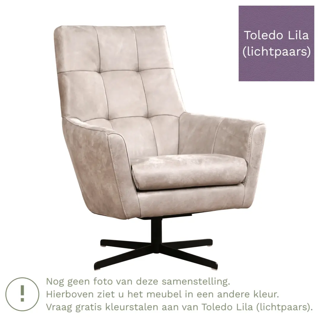 afbeelding van Leren draaifauteuil Central - Toledo Lila (lichtpaars)