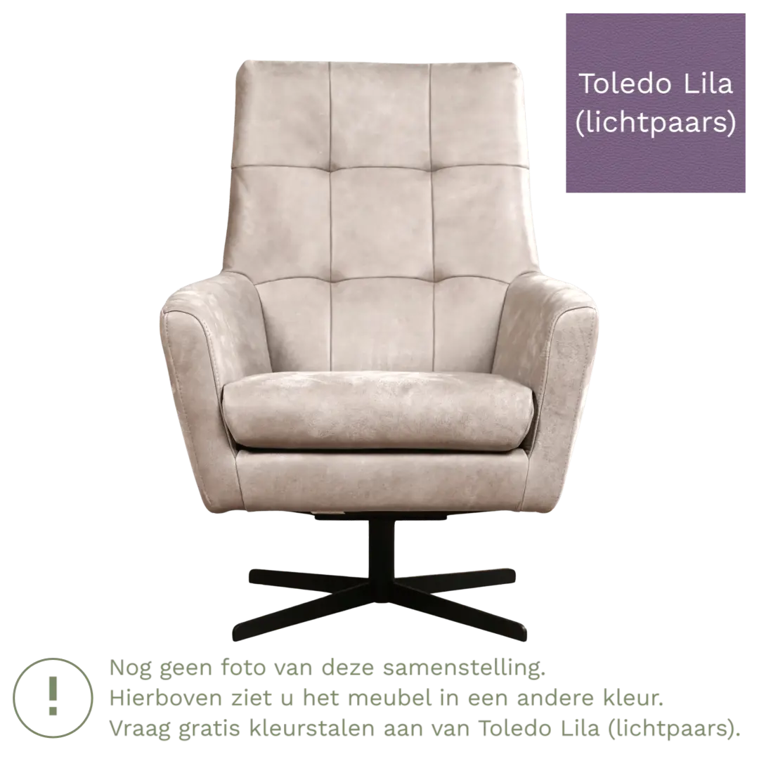 afbeelding van Leren draaifauteuil Central - Toledo Lila (lichtpaars)