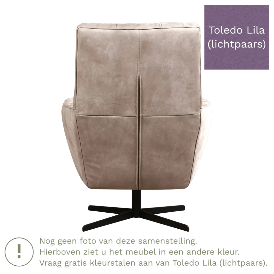afbeelding van Leren draaifauteuil Central - Toledo Lila (lichtpaars)