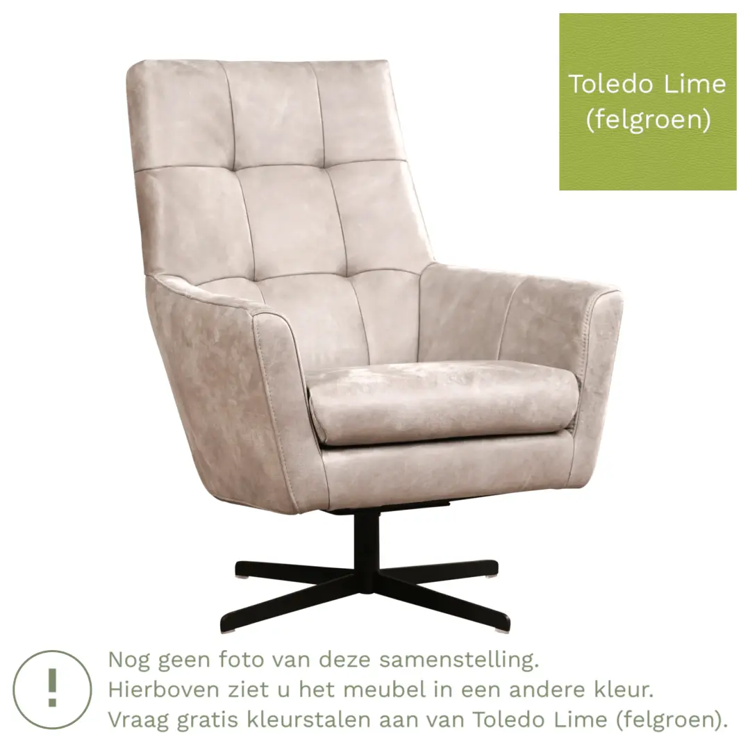 afbeelding van Leren draaifauteuil Central - Toledo Lime (felgroen)