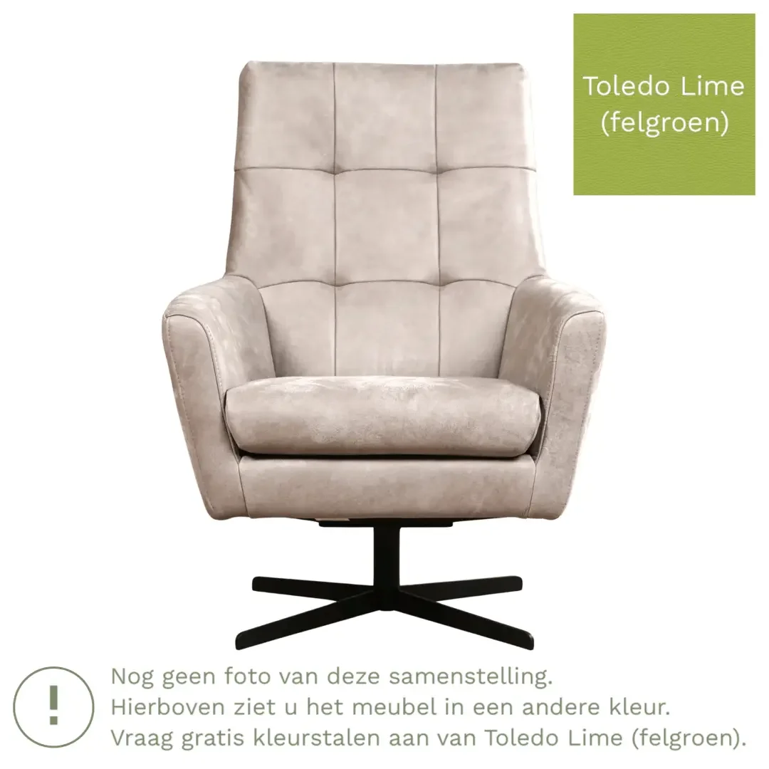 afbeelding van Leren draaifauteuil Central - Toledo Lime (felgroen)