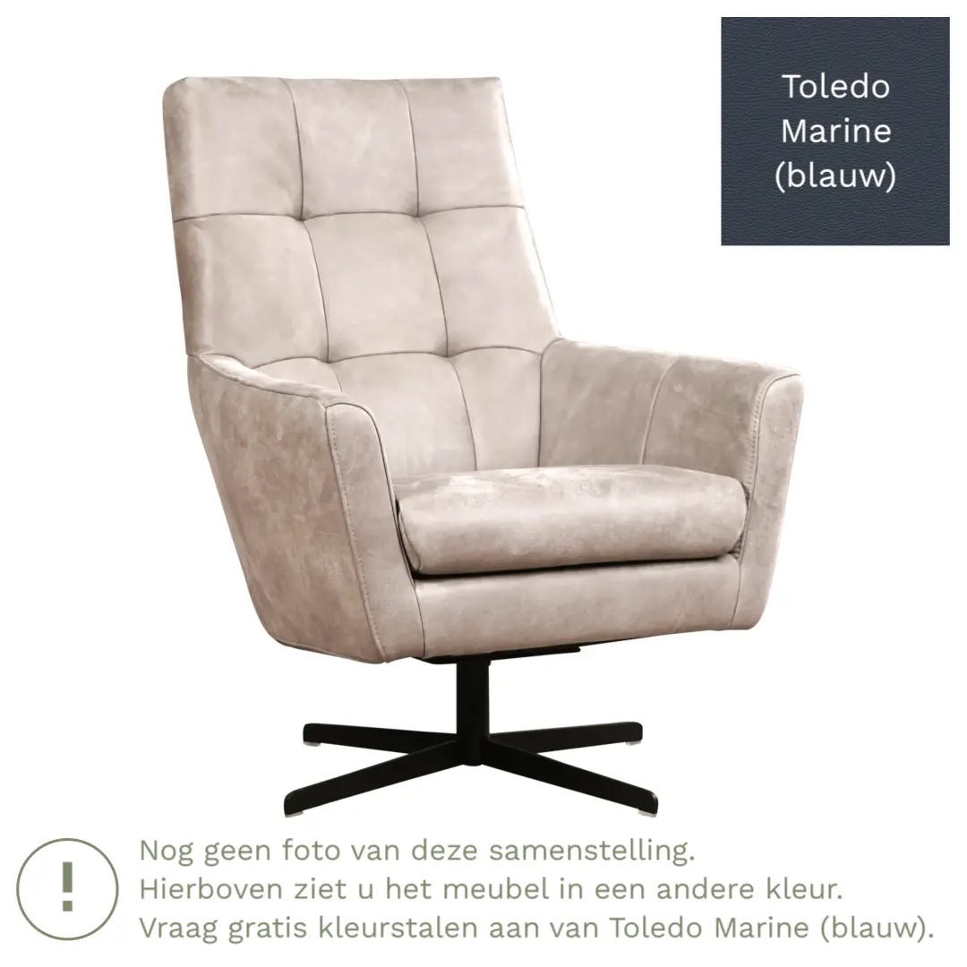 afbeelding van Leren draaifauteuil Central - Toledo Marine (blauw)