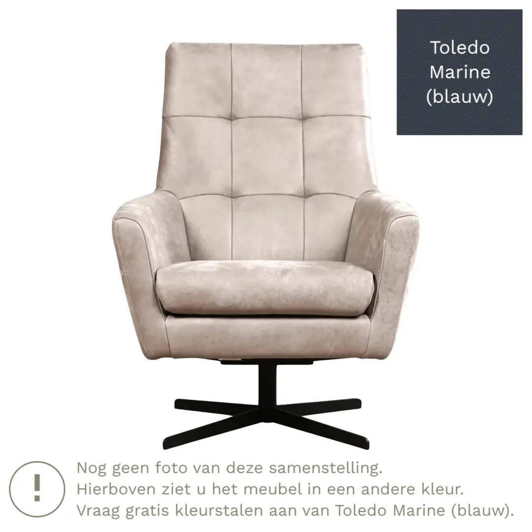 afbeelding van Leren draaifauteuil Central - Toledo Marine (blauw)