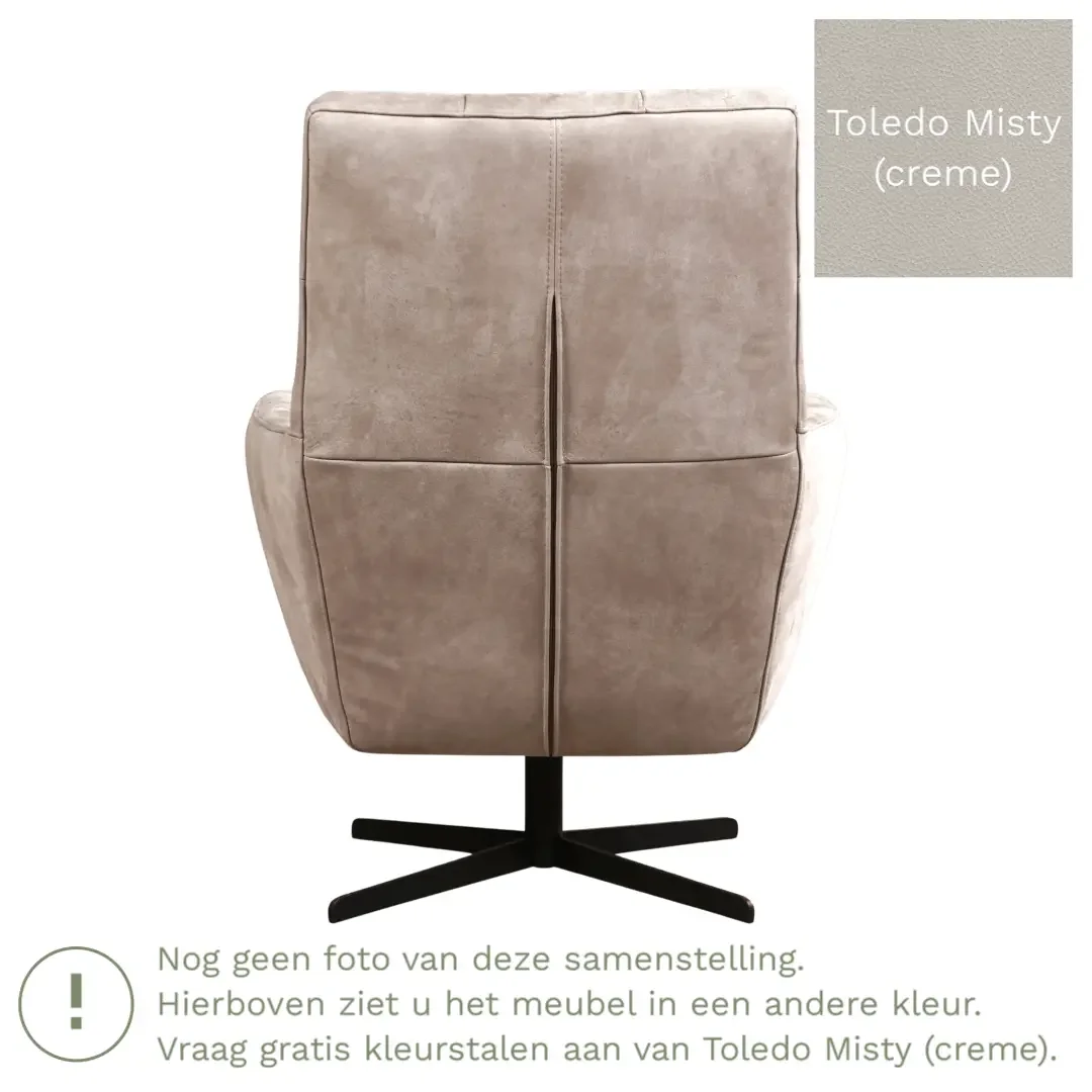 afbeelding van Leren draaifauteuil Central - Toledo Misty (crème)