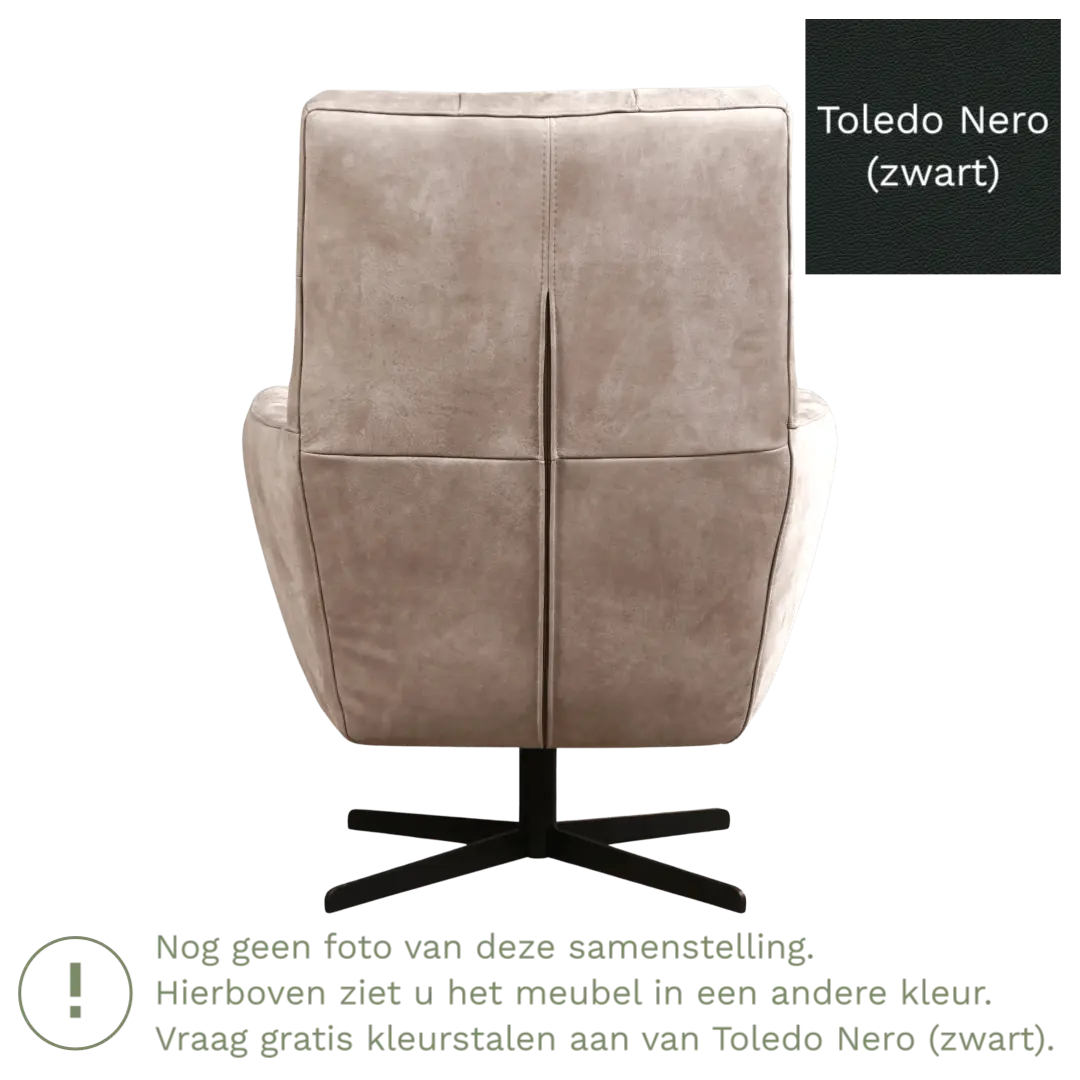 afbeelding van Leren draaifauteuil Central - Toledo Nero (zwart)